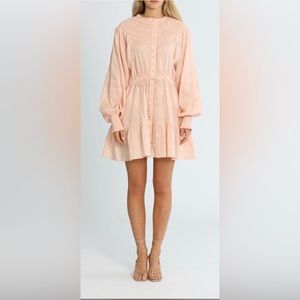 Bohemian Traders - Shirred Yoke Dress Mini - Soft Pink Linen